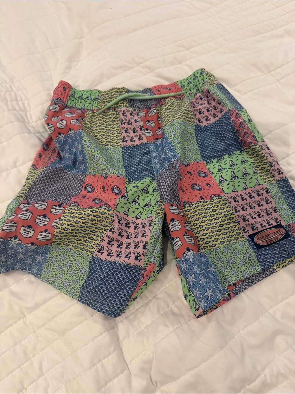 Vineyard Vines Men’s Patchwork Print Athletic Shorts - Green, Blue, Pink, Coral